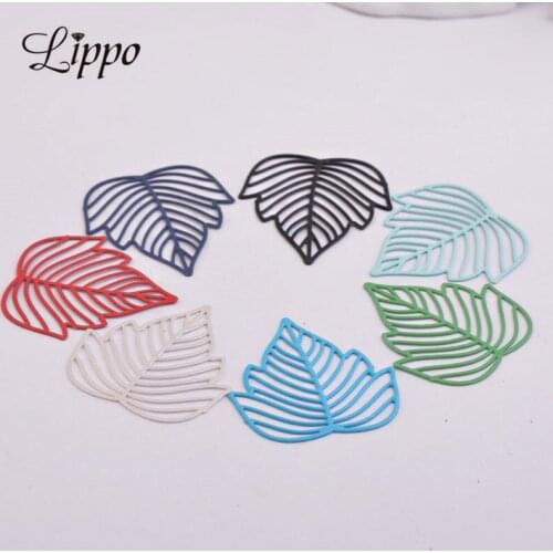 50pcs AB5364 26*28mm Leaves Connectors Brass Jewelry Filigree Earrings Findings