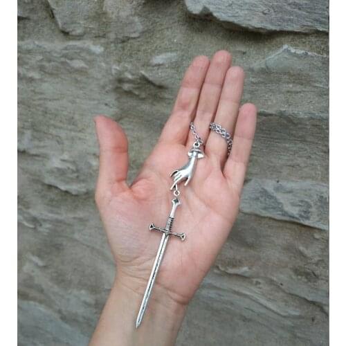 Gothic New Tarot Hand Sword Necklace Long Pendant Charm Punk Creative Jewelry Mysterious Manifesto Middle Ages Witch Gift 2021