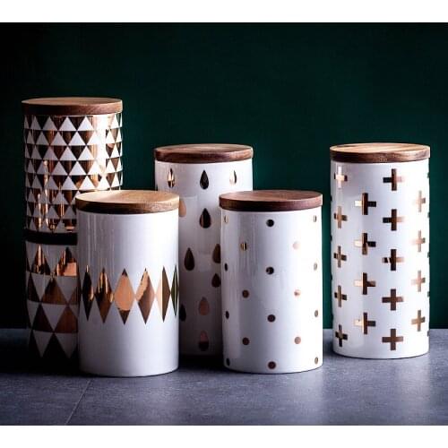 Nordic Kitchen Ceramic Sealed Jar Set Household Coffee Tea Miscellaneous Grain Seasoning Storage Storage Jar Kitchen Storage