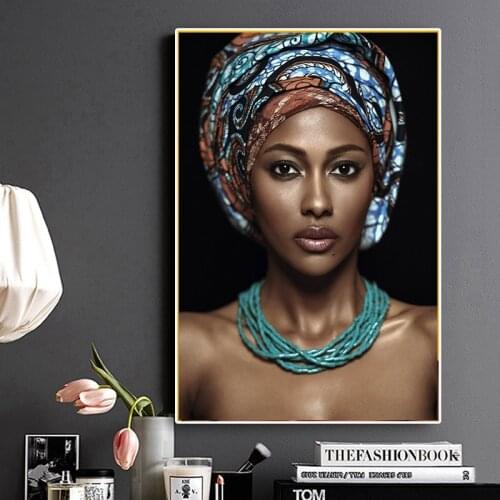 Beauty Girl Art African Art Woman Oil Painting on Canvas Cuadros Posters and Prints Scandinavian Wall Picture for Living Room