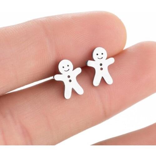 Cute Stainless Steel Snowman Earrings Minimalism Girls Fashion Simple Cartoon Stud Earring Personality 2021 Trendy Bronics