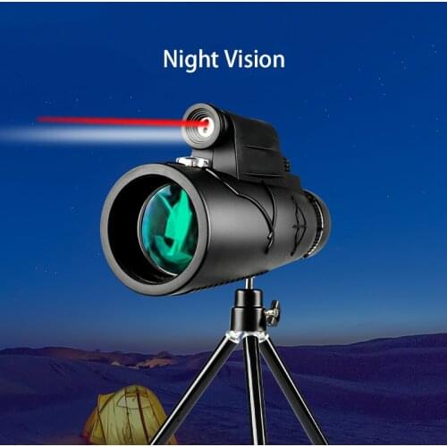 50X60 Monocular Telescope Powerful Night Vision High Quality HD Binoculars Compass Phone LED Zoom Large Objective for Camping