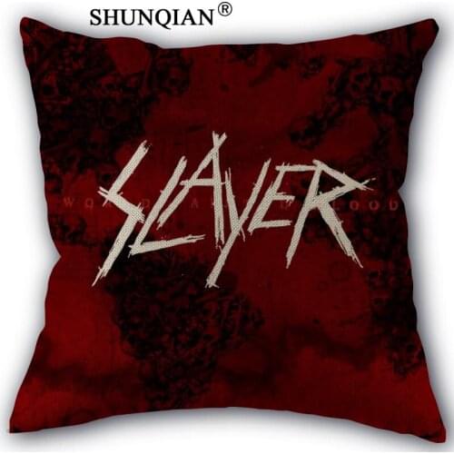 SLAYER Pillowcase Custom Cotton Linen Square Decorative Pillow Cases Cover Zippered 45x45cm one side