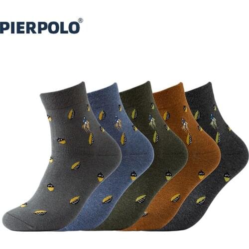 PIER POLO Socks Men New Design High Quality Brand Cotton Crew Socks Autumn Business Embroidery Socks Factory Wholesale