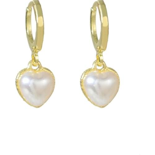 New Earrings Fashion Jewelry Anti Real Pearl Retro Gold Peach Heart Two Sides Wear Design Earrings Ear Buckle Female Wholesale