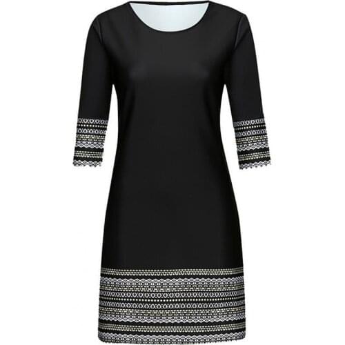 Dress O-neck Slim-Fit Polyester Fiber Half Sleeve Pencil Dress for Summer