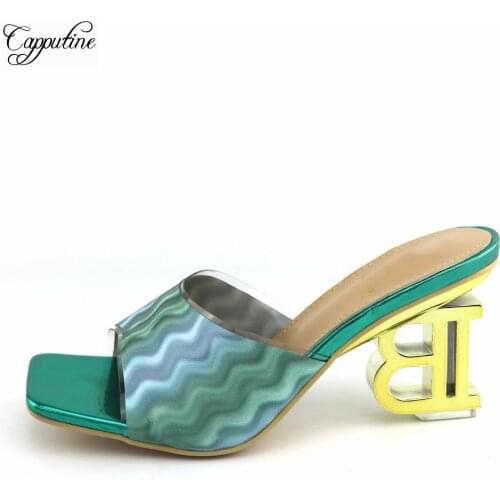 Amazing Green Lady Strange Heel Pumps Elegant Evening Party Shoes CR517 Heel 7.5CM