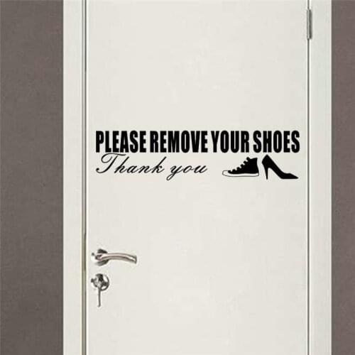 Please Remove Your Shoes Thank You Vinyl English Quote Wall Stickers Poster Decor Home Word Art Doorway Murals Decals DW9345