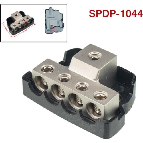 Distribution Block Junction Box Mini Series 1/0 Gauge In To4 Gauge Out SPDP-1044 One Point Four Point Junction Box Sand Nickel