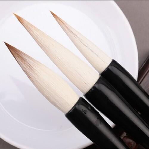 3pcsCalligraphy Pens Caligrafia Chinese Wolf & Woolen Hair Brush Pen for Chinese Painting Regular Script Calligraphy Writing