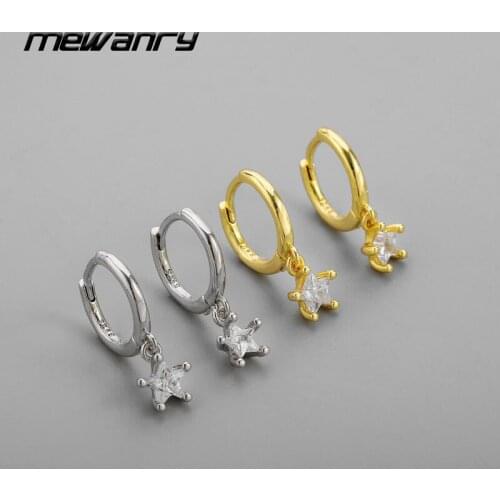 Mewanry 925 Sterling Silver Hoop Earrings for Women New Trend Elegant Creative Star Jewelry Wedding Accessories Prevent Allergy