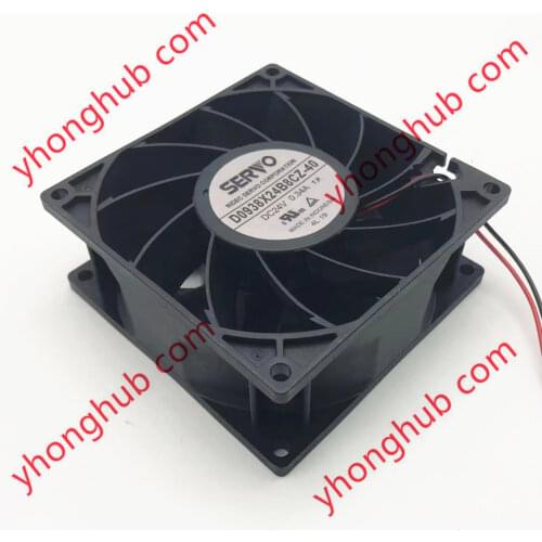 SERVO D0938X24B8CZ-40 DC 24V 0.34A 2-wire 90x90x38mm Server Cooling Fan