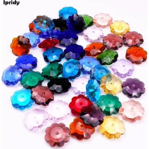 12mm Glass Crystal Plum Blossom Beads Cut Rhinestones Loose Beads middle Hole For Fashion jewelry Making 36pcs/lot