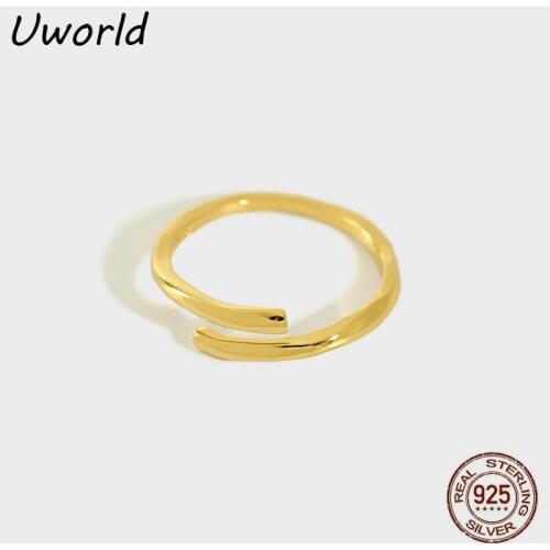 Unique Smooth branch Silver Ring Resizable Double cross 18K Gold Platinum Plated S925 sterling silver finger ring