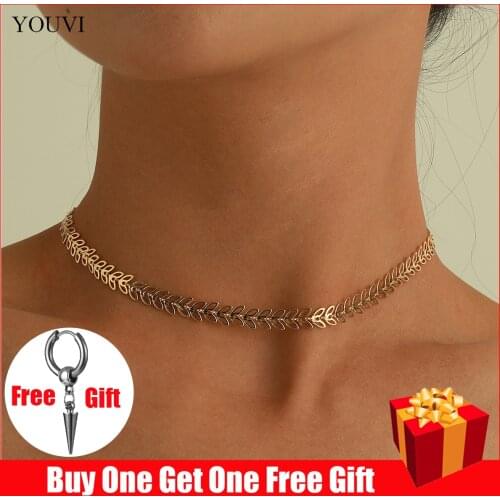 YOUVI Vintage Women Necklace Chains Short Collares Necklaces Collier Choker Jewelry Charms Sexy Chain on the Neck 2021 Fashion