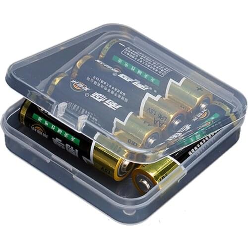1pc Small Square Transparent Plastic Battery Storage Boxes Finishing Container Packaging Storage Case Organizer for AA