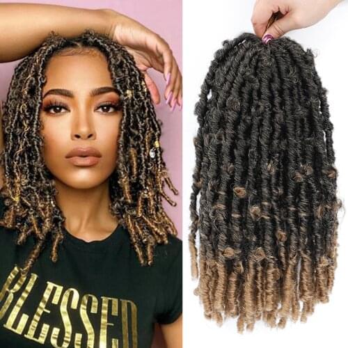 14 Inch Butterfly Locks Crochet Hair Distressed Locks Hair Naturel Crochet 6 Packs Goddess Pre-Twisted Bob Butterfly Locs Hair