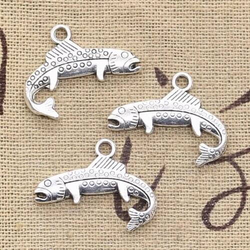 15pcs Charms Eel Fish 24x18mm Antique Silver Color Plated Pendants Making DIY Handmade Tibetan Silver Color Jewelry