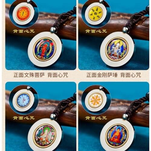 2021 Buddhism exorcise evil spirit good luck Titanium Manjusri Vajrasatra Guru Rinpoche Sakyamuni buddha Pendant Amulet talisman