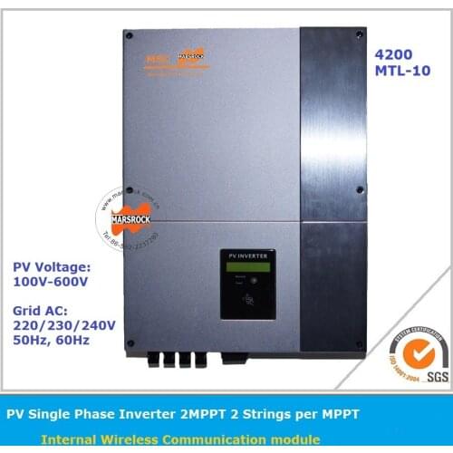 4200W Solar grid connected inverter IP65 Wifi Communication single phase PV on grid inverter with 2MPPT IP65 LCD display