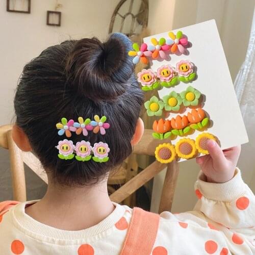 5pcs Fashion Acrylic Metal Hairpins for Girls Cute Fruit Flower Animal Kids Baby Hair Clips Hair Pins Children Hair Accessories