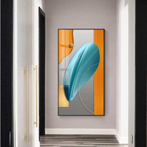 Orange and Blue Painting Picture Abstract Home Decor Geometry Combination Canvas Poster Wall Art Picture for Living Room Modern