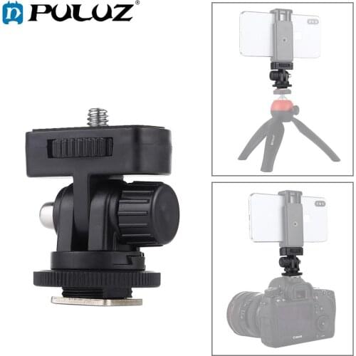 PULUZ 1/4 inch Screw Thread Cold Shoe Tripod Mount Adapter for smartphone/DSLR Cameras