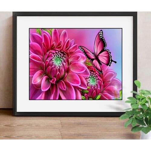 Diamond Embroidery Flower Round Full Drill Diamond Painting Cross Stitch Rhinestone Diamond Mosaic Butterfly Childrens Gifts