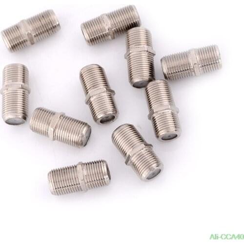 Aluminium Alloy Joiner Barrels Connector F Plug Coupler Adapter Plus HD TV Coax Cable Wholesale 10Pcs/bag