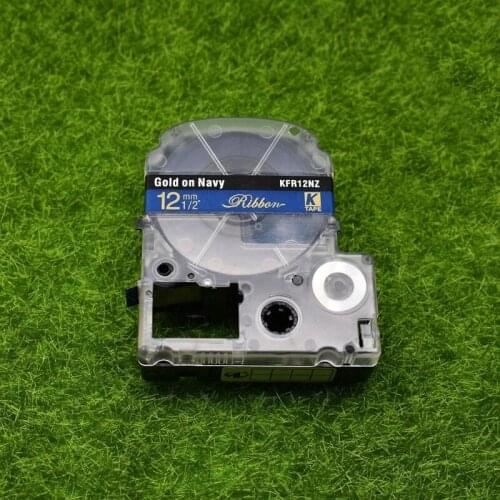12mm*5m Gold on Navy SFR12NZ Compatible Epson KingJim Label Printers Satin Label Tapes Ribbon for Gifts Wrapping