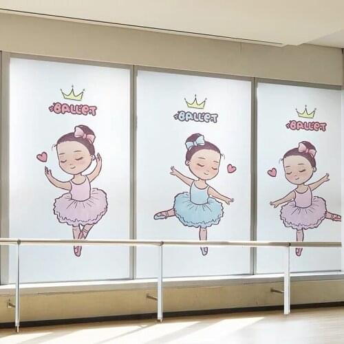 Ballet Girl Stained Glass sticker Window Film Dance Room Gym office Privacy Custom size home foil Self-adhesive film decorative