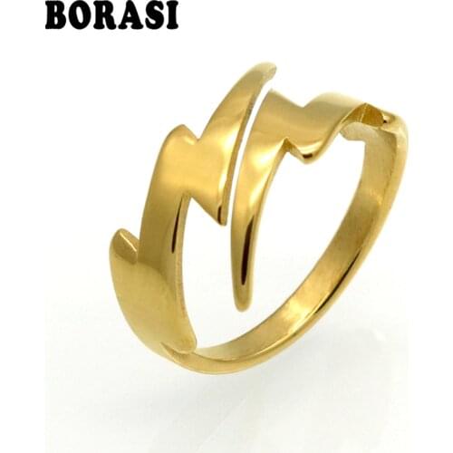BORASI New Tiny Modern Jewelry Vintage Lightning Ring For Women Elegant Jewelry High Quality Stainless Steel Wedding Ring