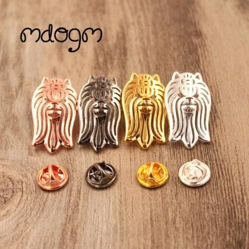 Mdogm Yorkshire Dog Animal Brooches And Pins Suit Cute Funny Metal Small Father Collar Badges Gift For Male Men B042