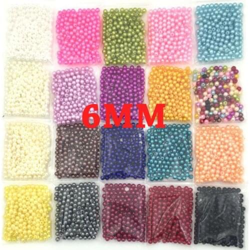 6MM ABS Imitation Pearl beads Round Plastic Beads for Necklace and Bracelet DIY Making 100pcs/pack sixteen colors for you