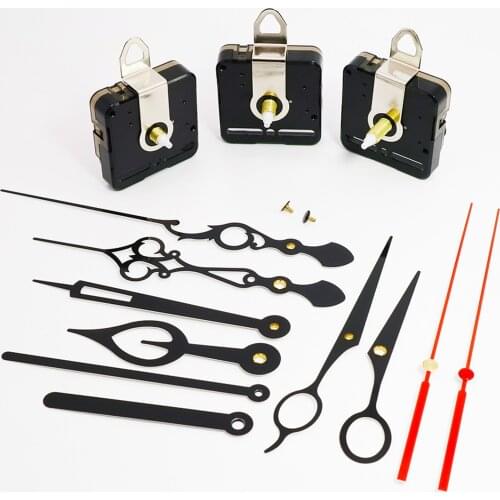 Wall Quartz Clock Movement Mechanism Repair Tool Kit Silent Black Hands