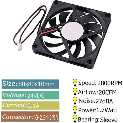 Black Coolling Fan 80mm 5V 12V 24V, 80mmx80mmx10mm 8010 Sleeve Bearing DC Brushless Cooling Fan For Computer CUP Cooling Fan