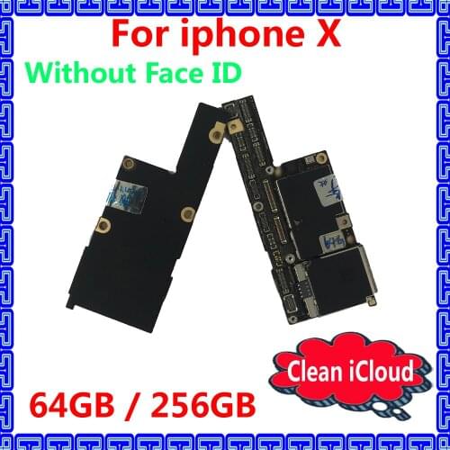 Clean iCloud IOS system mainboard for iphone X Original motherboard without face ID 64GB 256GB Full unlocked logic board+Chips