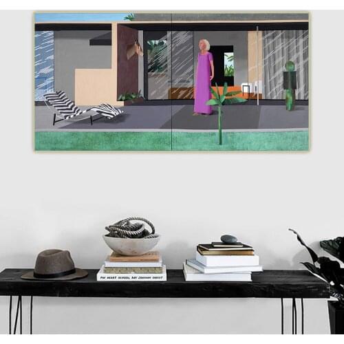 Citon David Hockney《Beverly Hills Housewife》Canvas Oil Painting Artwork Poster Picture Wall Background Decor Home Decoration