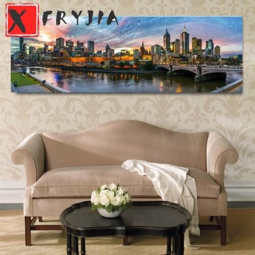Full Square Round Drill 5D DIY Diamond Painting Melbourne city building scenery Embroidery Cross Stitch Mosaic large home Decor