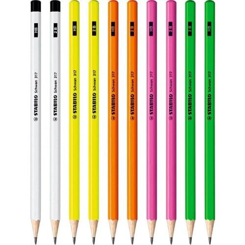 5 Pcs/Lot Germany Stabilo 317 Colorful Fluorescent-Color Six Angle Pole Standard Pencils HB/2B Non-toxic Child Student Pencil