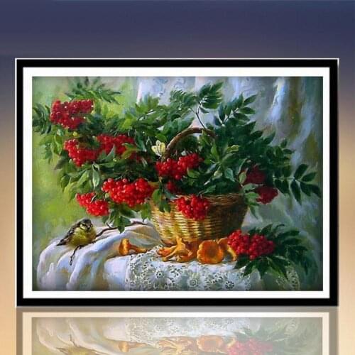 Red Fruits In A Basket Diamond Painting 5D DIY Decorative Wall Cross Stitch Kit