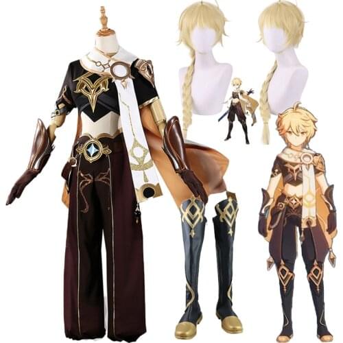 Genshin Impact Traveler Kong Cosplay Costume Aether Game Suit Cool Gothic Uniform Halloween Party Outfit For Men Women Genshin