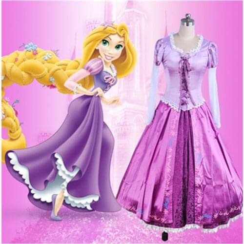 Adult Rapunzel Embroidered costume princess Tangled Sofia dress for women long Carnival Evening party