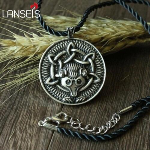 Lanseis10pc CH-827-C celt symbol HEDGEHOG animal pendant necklace Double sided pendant