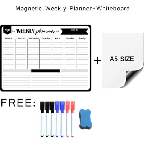 Magnetic Weekly Monthly Moterm Planner Whiteboard Calendar Dry Erase Board for Wall Fridge Stickes Memo Message Reusable Marker