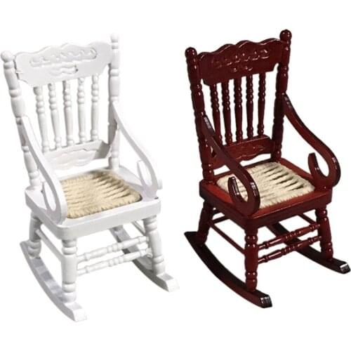 Miniature Rocking Chair for 1:12 Dollhouse Wooden Furniture Model Set Mini Furniture Rocking Chair With Armrests Small Chair