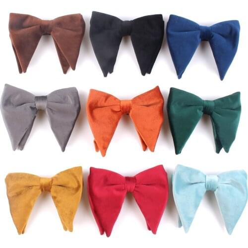 Fashion Bow Tie For Men Women Solid Color Big Bowtie For Party Wedding Bowknot Adult Adjustable Mens Bowties Cravats Yellow Tie