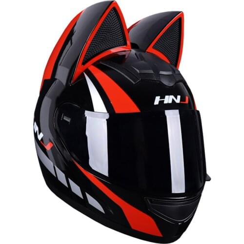 Moto Helmet Cat Ears Motorcycle Full Face Breathable Casco Moto Helmets Streamlined Helmet For Women Men