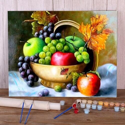 Fruit DIY Paint By Numbers Set Acrylic Paints 50*70 Canvas Pictures Home Decoration For Adults Wholesale Handicraft
