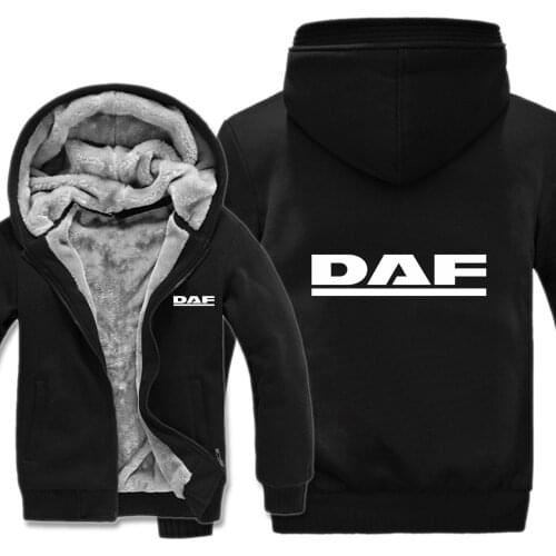 New Winter DAF Trucks Logo Hoodies Men Fashion Coat Wool Jacket Man Sweatshirts Warm Hoody Long Sleeve Coat